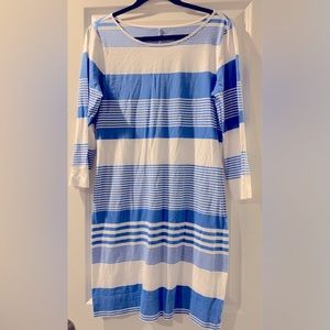 Lilly Pulitzer Marlowe Dress Bay Blue Coconut Stripe Pima Cotton Size Medium